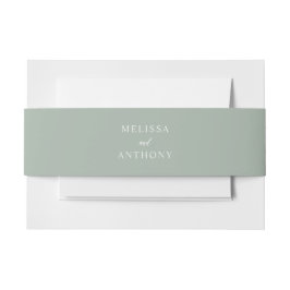 Moderne Minimalistische Hochzeit in Salbeigrün Einladungsbanderole