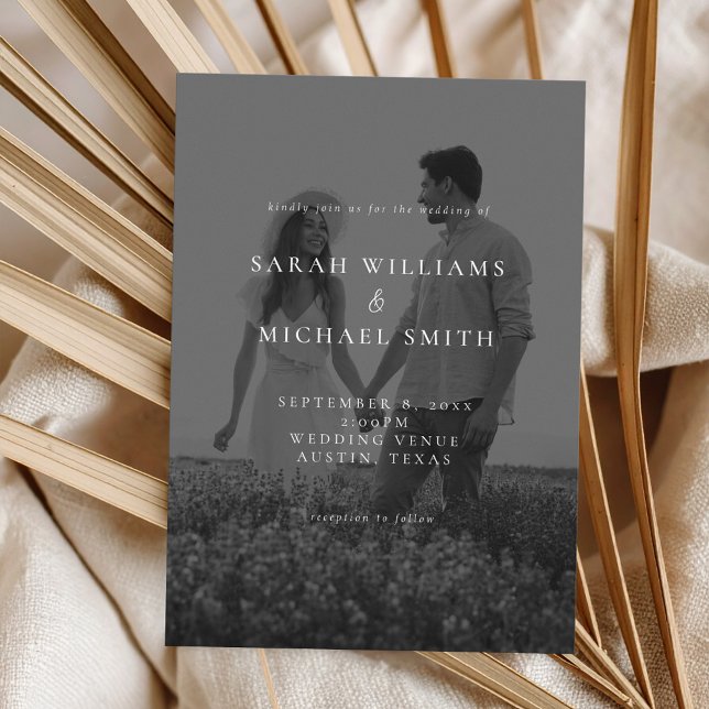 Moderne Minimalistische Hochzeit in Schwarz und We Einladung (Von Creator hochgeladen)