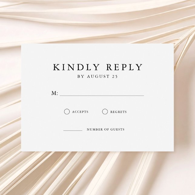 Moderne Minimalistische Hochzeit in Schwarz und We RSVP Karte (Von Creator hochgeladen)