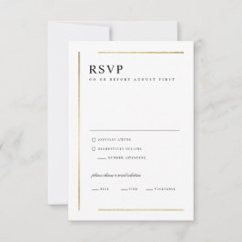 Moderne Minimalistische Hochzeit in Schwarz und We RSVP Karte