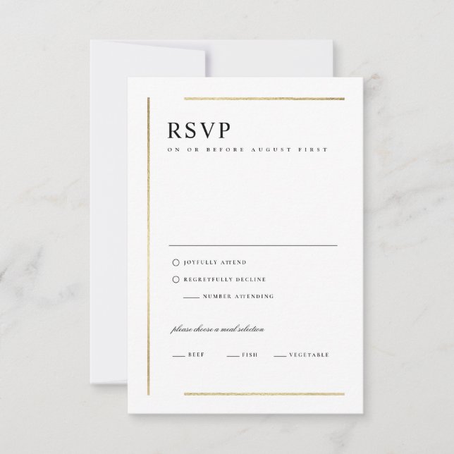 Moderne Minimalistische Hochzeit in Schwarz und We RSVP Karte (Vorderseite)