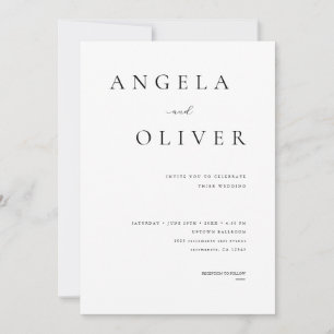 Moderne Minimalistische Hochzeit in Schwarz/Weiß Einladung