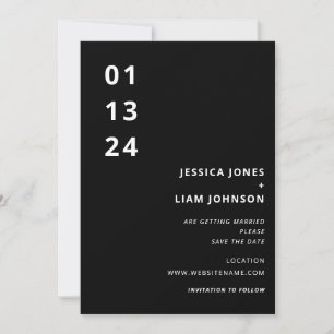 Moderne Minimalistische Hochzeit in Schwarz/Weiß Save The Date