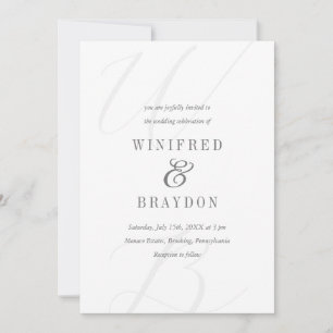 Moderne Minimalistische Hochzeit in Weiß und Grau Einladung