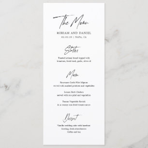 Moderne Minimalistische Hochzeit Menükarte