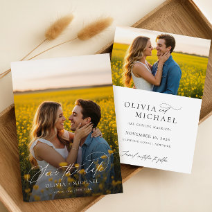 Moderne Minimalistische Hochzeit mit 2 Fotos Save The Date