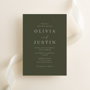 Moderne Minimalistische Hochzeit mit Olivenöl Einladung