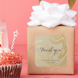 Moderne Minimalistische Hochzeit Quadratischer Aufkleber