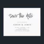 Moderne Minimalistische Hochzeit rettet das Datum Ankündigungspostkarte<br><div class="desc">Eine schlichte,  moderne Save the Date Karte. Personalisieren Sie dieses minimalistisch schwarz-weiß Design,  um Ihre persönlichen Daten und Nachricht zu haben.</div>