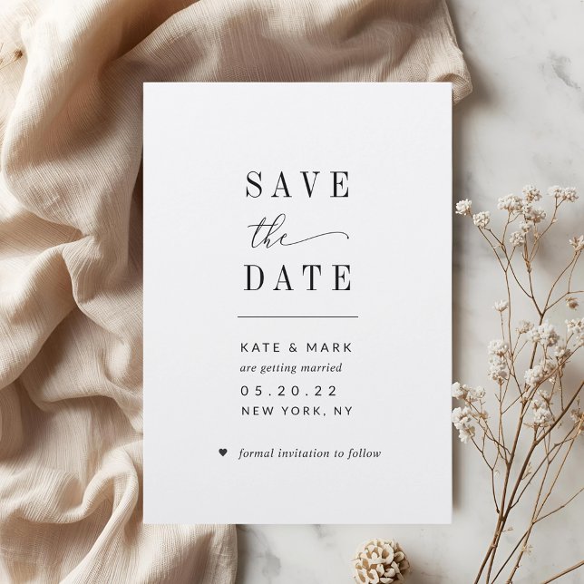 Moderne Minimalistische Hochzeit rettet das Datum Save The Date (Von Creator hochgeladen)