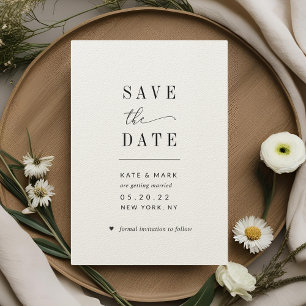 Moderne Minimalistische Hochzeit rettet das Datum Save The Date