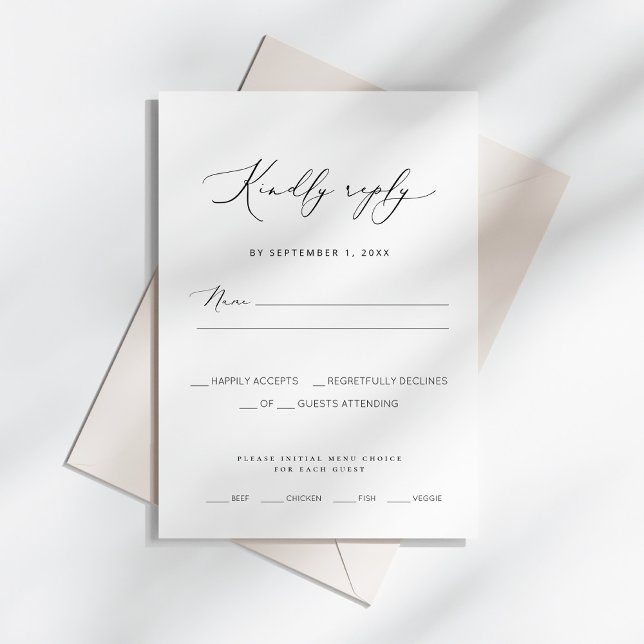 Moderne Minimalistische Hochzeit RSVP Karte (Von Creator hochgeladen)