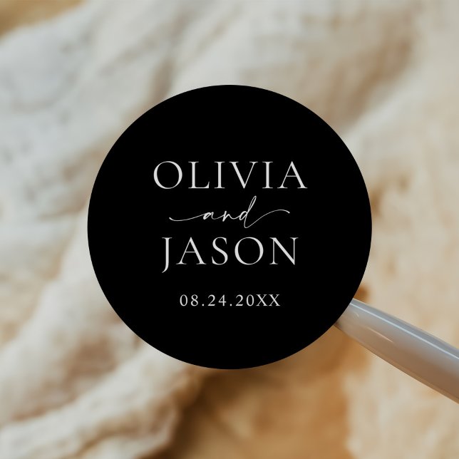 Moderne Minimalistische Hochzeit Runder Aufkleber (Von Creator hochgeladen)
