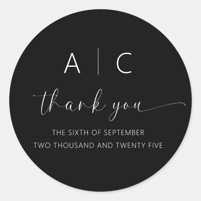 Moderne Minimalistische Hochzeit Runder Aufkleber (Vorderseite)