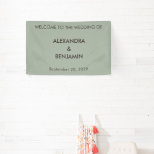 Moderne Minimalistische Hochzeit   Salbeigrün Banner