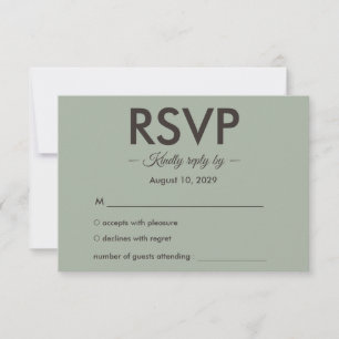 Moderne minimalistische Hochzeit Salbeigrün Zeit RSVP Karte