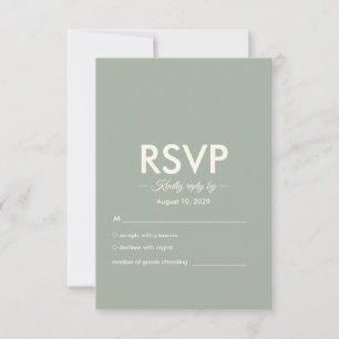 Moderne Minimalistische Hochzeit Salbeigrün Zeit RSVP Karte