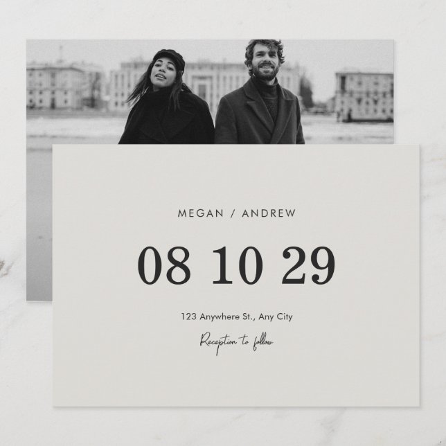 Moderne minimalistische Hochzeit Save The Date (Vorne/Hinten)