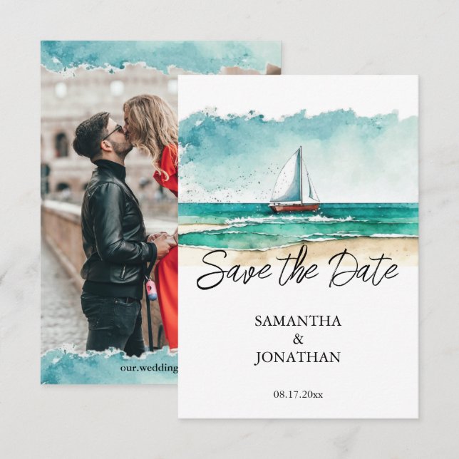 Moderne, minimalistische Hochzeit Save The Date (Vorne/Hinten)