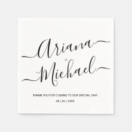 Moderne Minimalistische Hochzeit Schwarz-weiß Pers Serviette