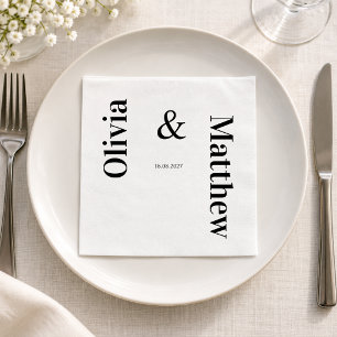 Moderne minimalistische Hochzeit Schwarz-Weiß-Typo Serviette