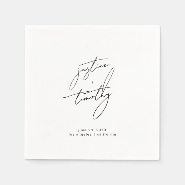 Moderne Minimalistische Hochzeit Serviette (Vorderseite)