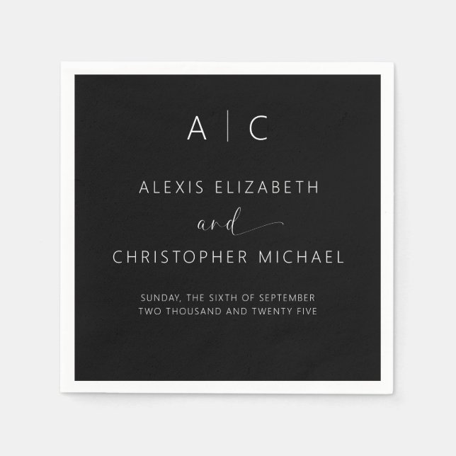 Moderne Minimalistische Hochzeit Serviette (Vorderseite)