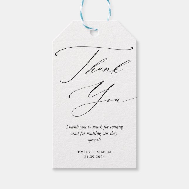 Moderne Minimalistische Hochzeit Vielen Dank für I Geschenkanhänger (Vorderseite)