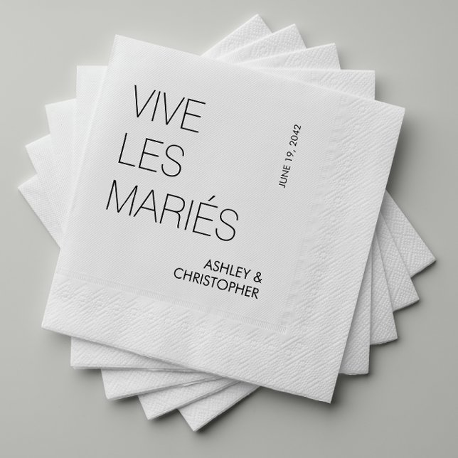Moderne Minimalistische Hochzeit "Vive Les Mariés" Serviette (Von Creator hochgeladen)
