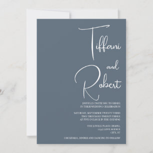 Moderne Minimalistische Hochzeit von Dusty Blue Einladung
