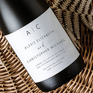 Moderne Minimalistische Hochzeit Weinetikett