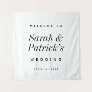 Moderne Minimalistische Hochzeit Willkommensschild Wandteppich