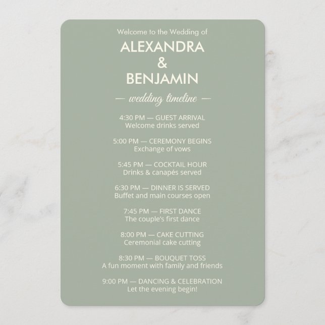 Moderne Minimalistische Hochzeit | Zeitloses Salbe Programm (Vorderseite)