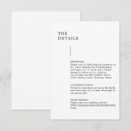 Moderne Minimalistische Hochzeitdetails Begleitkarte