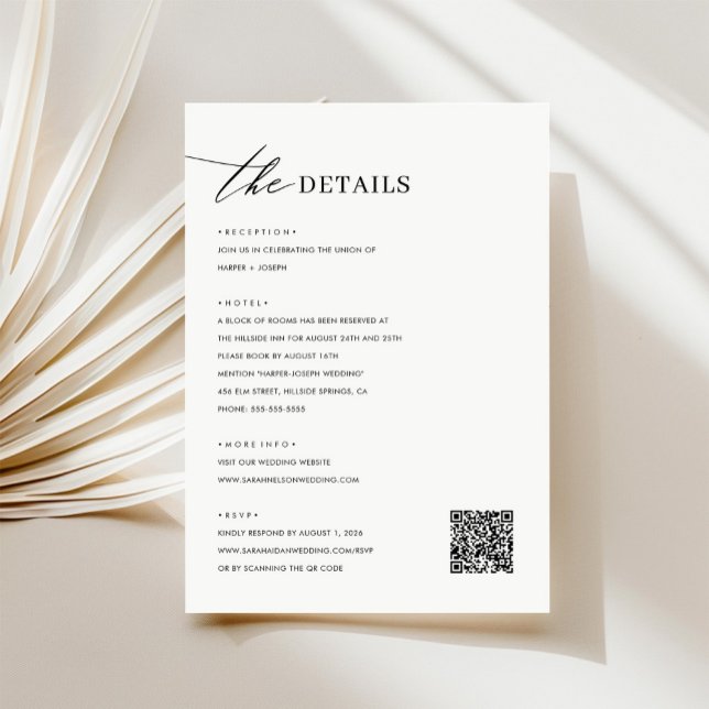 Moderne Minimalistische Hochzeitdetails Begleitkarte (Von Creator hochgeladen)