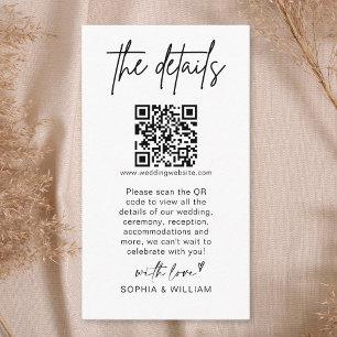 Moderne Minimalistische Hochzeitdetails QR Code Begleitkarte