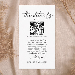 Moderne Minimalistische Hochzeitdetails QR Code Begleitkarte