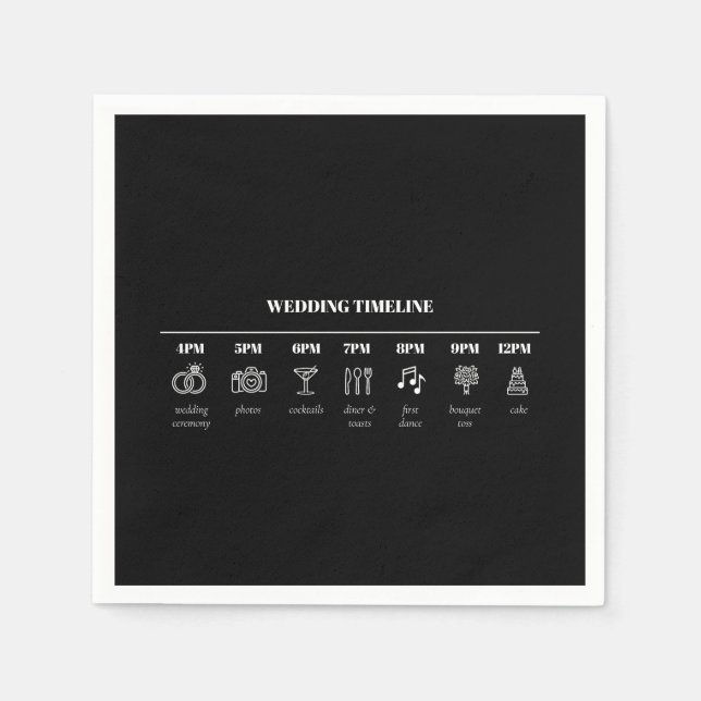 Moderne Minimalistische Hochzeitinformationen Serviette (Vorderseite)