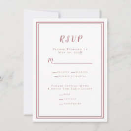 Moderne Minimalistische Hochzeitmenü-Rose