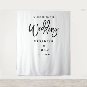 Moderne minimalistische Hochzeits-Fotobooth-Kuliss Wandteppich