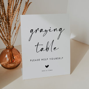 Moderne minimalistische Hochzeits-Grazing-Tafel Sockelschild