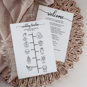 Moderne Minimalistische Hochzeits-Itinerary-Karte  Einladung