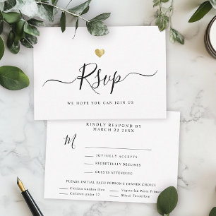 Moderne minimalistische Hochzeits-RSVP + 4 Essensm RSVP Karte