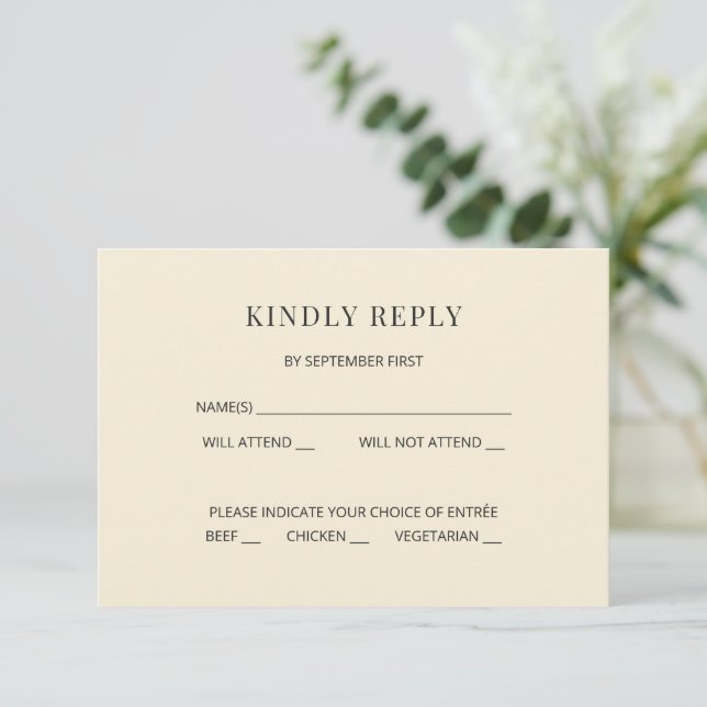 Moderne Minimalistische Hochzeits-RSVP-Karte Einladung (Stehend Vorderseite)