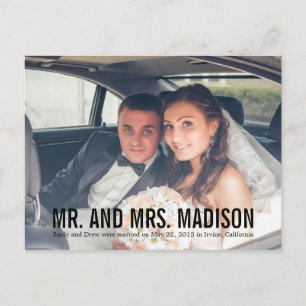 Moderne Minimalistische Hochzeitsankündigung - Sch Ankündigungspostkarte