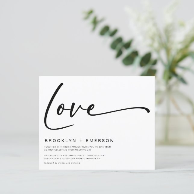 Moderne Minimalistische Hochzeitseinladung (Stehend Vorderseite)