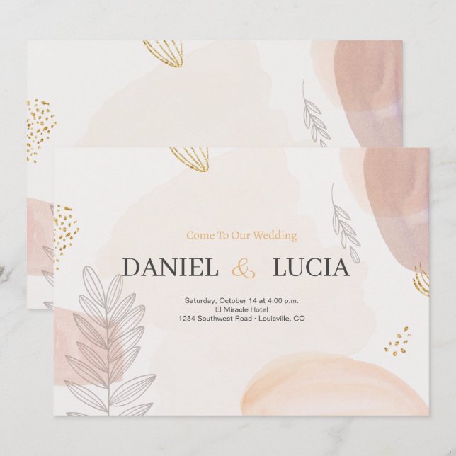 Moderne Minimalistische Hochzeitseinladung Boho, r Einladung (Vorne/Hinten)