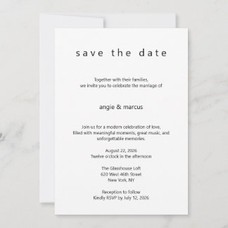 Moderne Minimalistische Hochzeitseinladung Save The Date