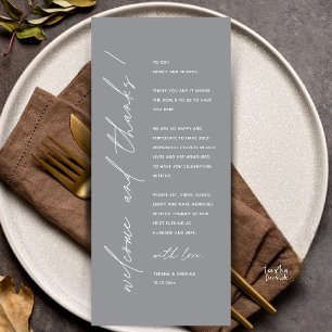 Moderne Minimalistische Hochzeitsempfangs-Dankeska Programm