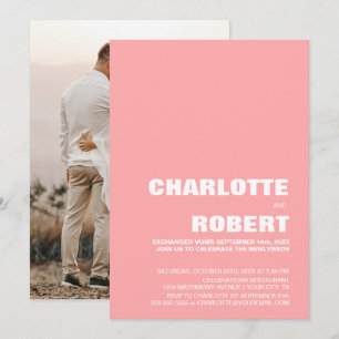 Moderne minimalistische Hochzeitsfeier in Rosa Einladung